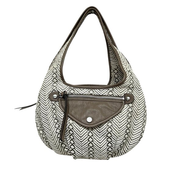 Vera Wang Simply Vera herringbone Cotton Faux Leather Hobo Shoulder Aztec Boho - Picture 1 of 16